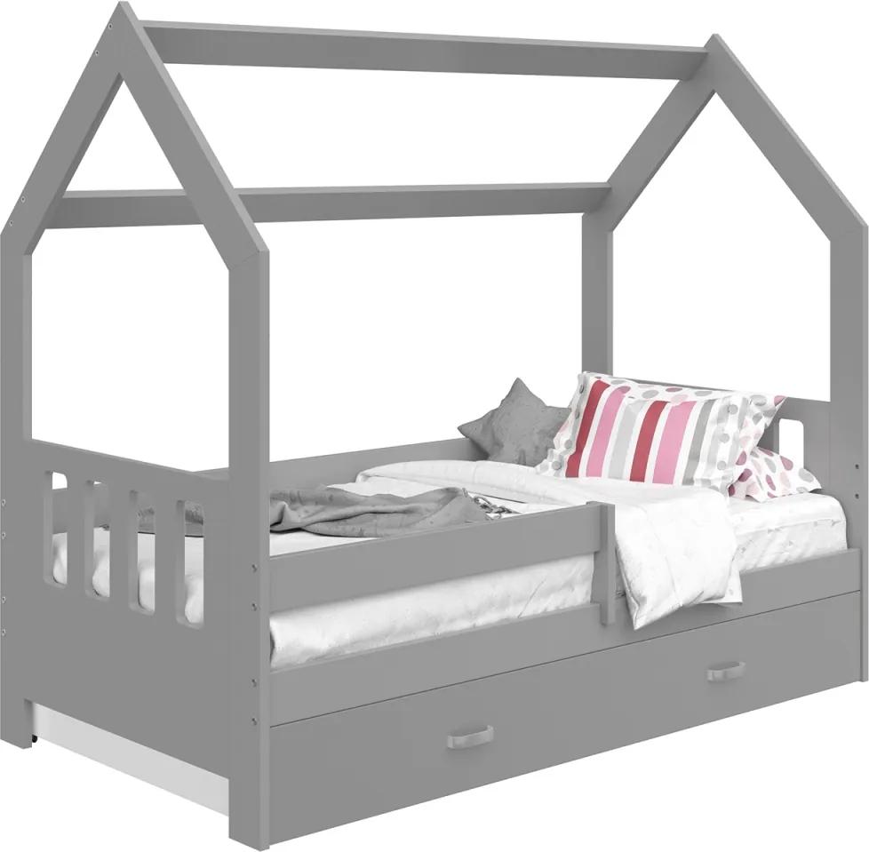 AMI nábytok Dětská postel DOMEČEK D3C 80x160cm masiv šedá