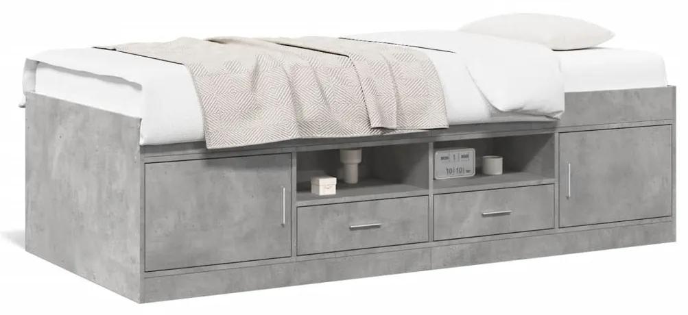 Denná posteľ so zásuvkami betónovosivá 90x200 cm kompoz. drevo 3280247