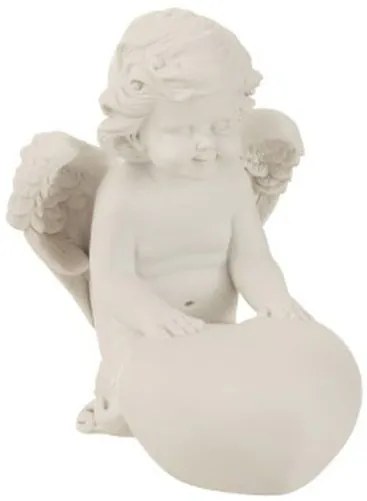 Dekorácie kľačiaci biely anjel so srdcom - 12 * 15 * 16cm
