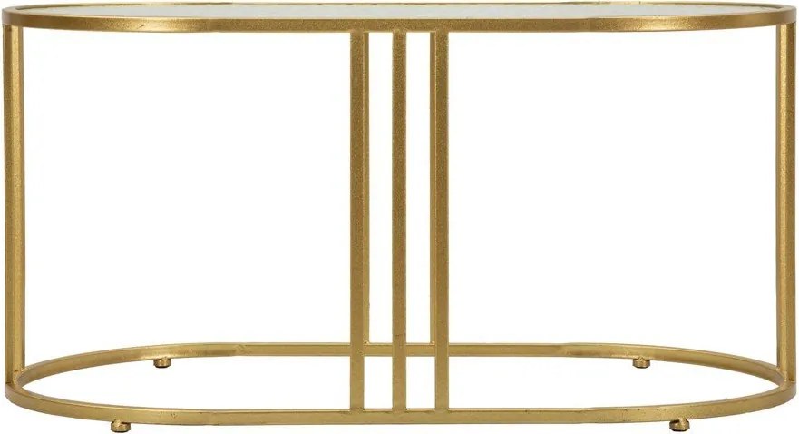 Biely/v zlatej farbe konferenčný stolík so sklenenou doskou 50x90 cm Antalia – Mauro Ferretti