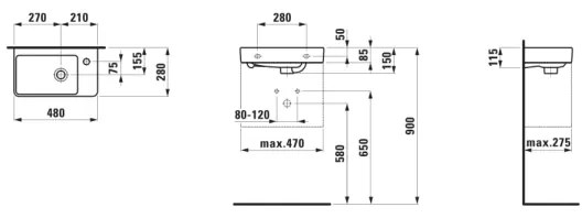 LAUFEN H8159540001041 - Závesné umývadlo PRO 48x28 cm keramika/biela