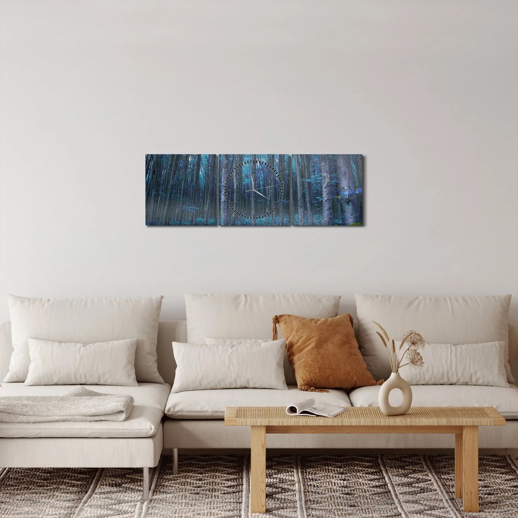 Obraz - Magický les (s hodinami) (90x30 cm)