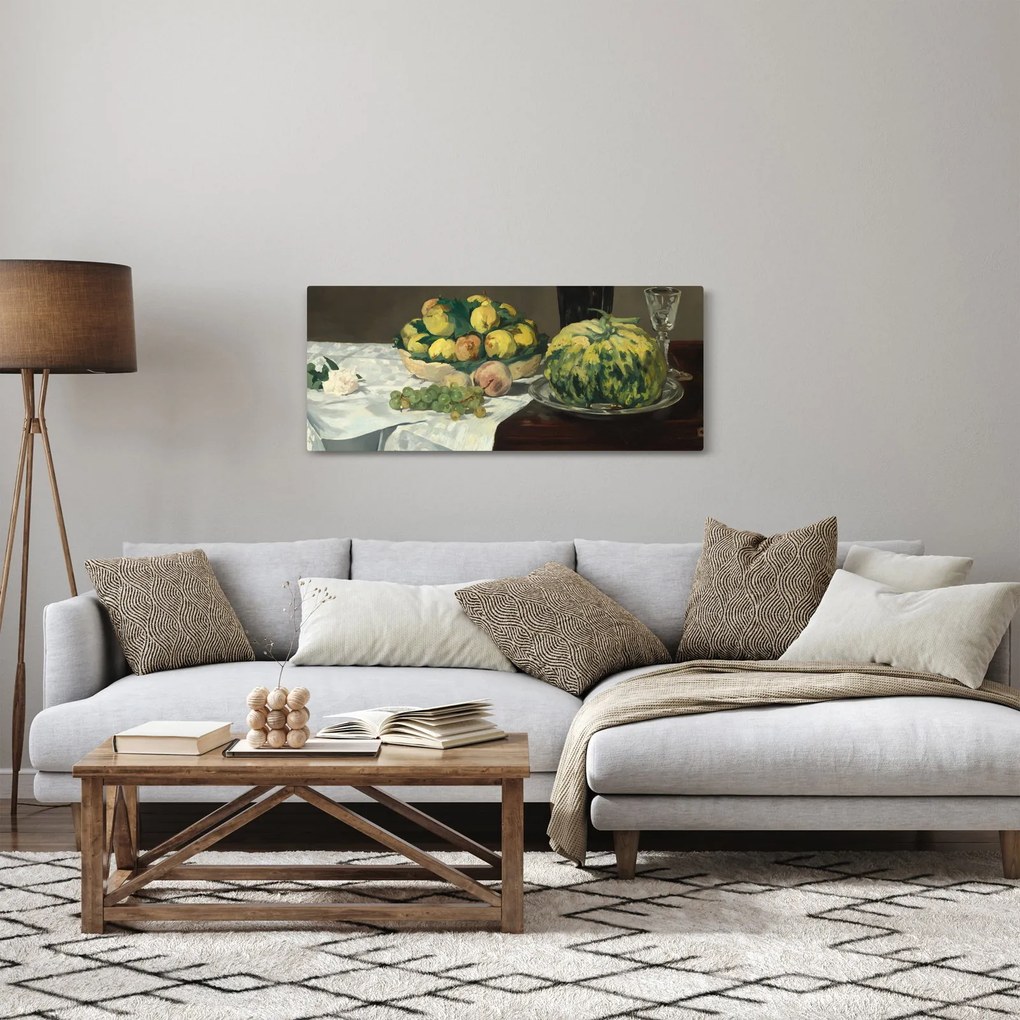 Obraz - Edouard Manet, Still Life with Melon and Peaches, reprodukcia (120x50 cm)