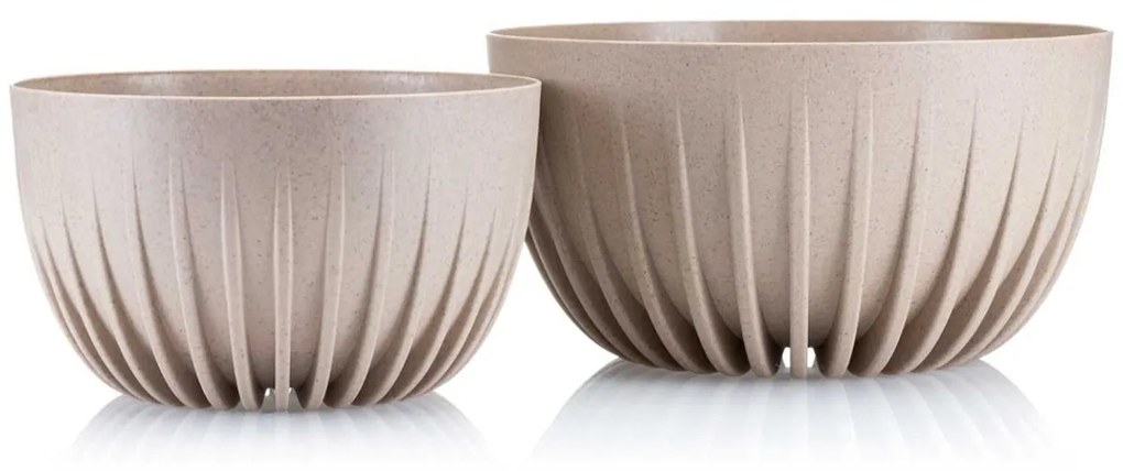 Kvetináč PRUHOVANÝ EKO 30 cm svetlohnedý