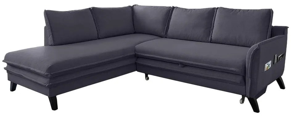 Antracitovosivá rozkladacia rohová pohovka Miuform Charming Charlie L, ľavý roh