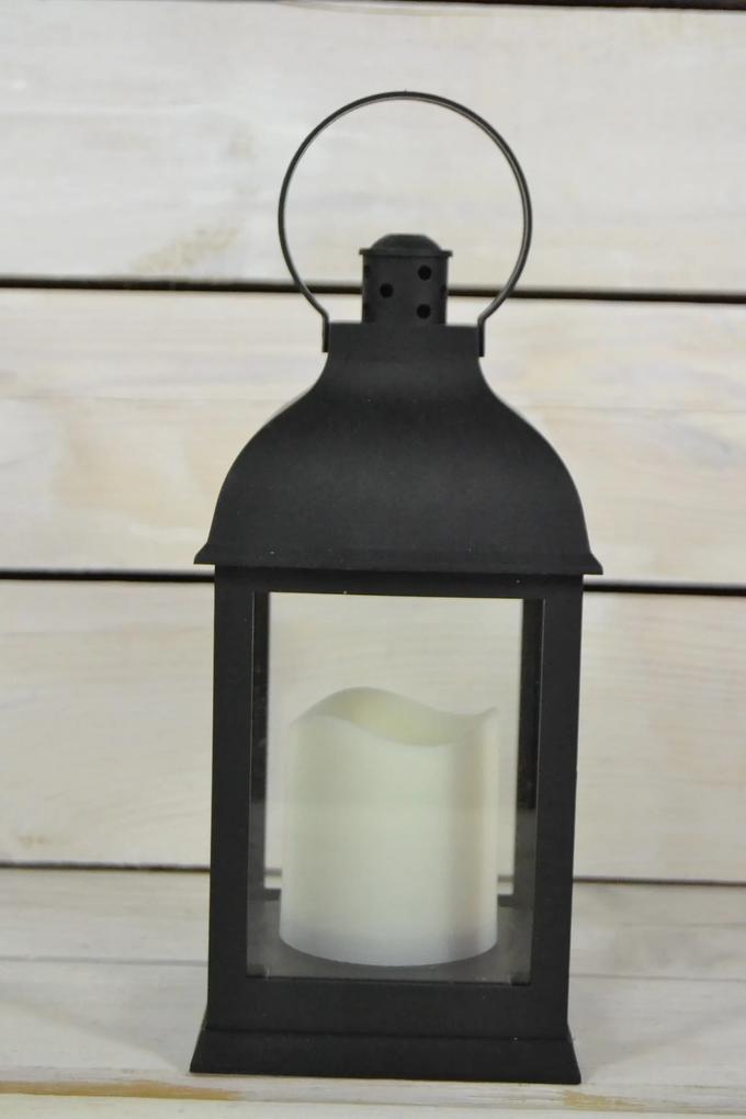 Svietnik čierny s LED sviečkou (v. 27 cm)