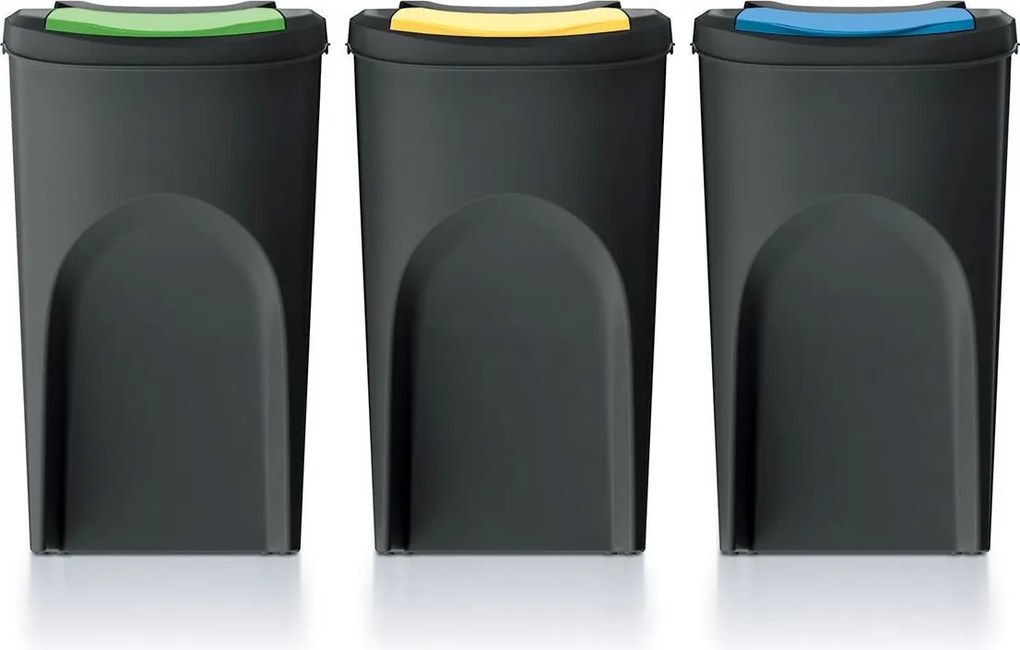 PROSPERPLAST Sada odpadkových košov SORTIBOX, 3x35 l