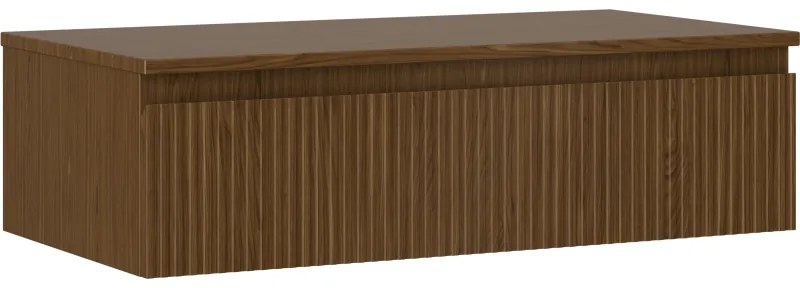 Mexen Rivel, kúpeľňová skrinka 90 cm s hornou časťou, 1 zásuvka, drážkovaná, orech, 91A20-09023-1-BFC86