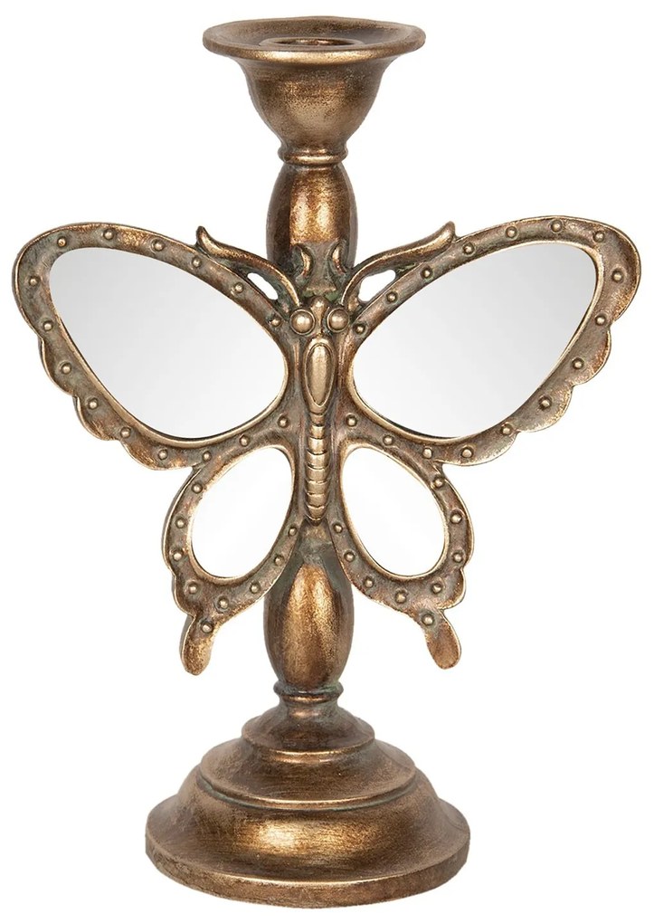 Zlatý svietnik motýľ - 16 * 9 * 23 cm