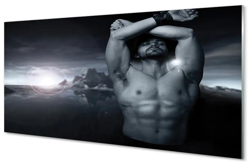 Obraz na skle mužský horské 125x50 cm