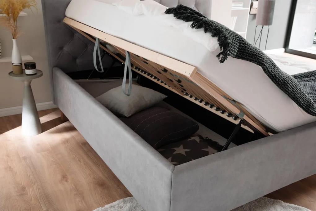 Čalúnená posteľ kartika s úložným priestorom 160 x 200 cm béžová MUZZA
