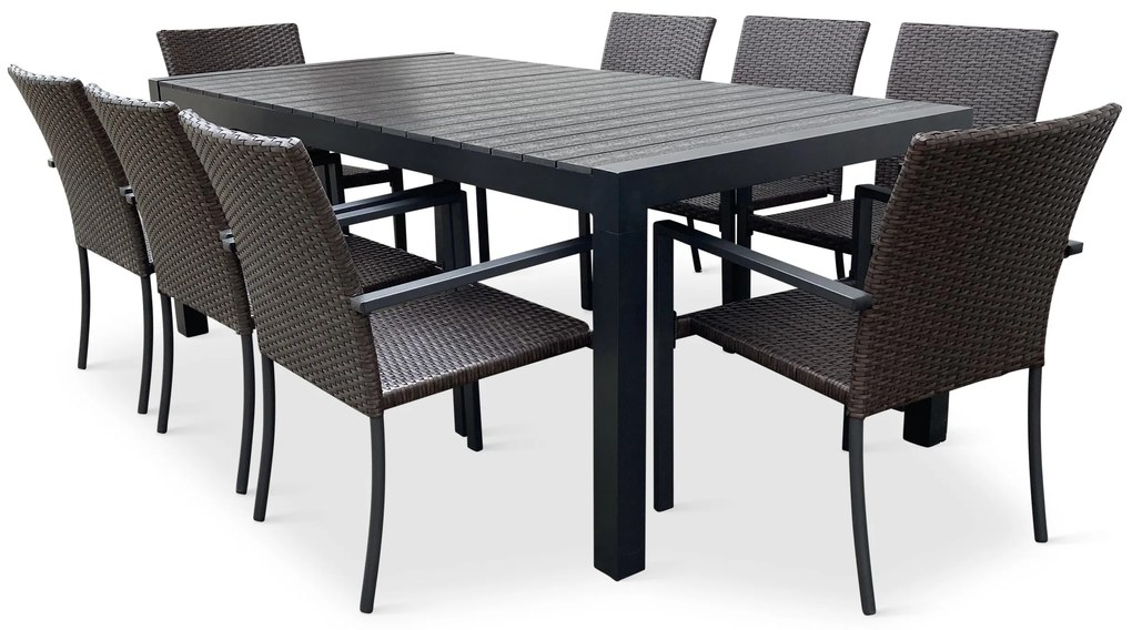 Záhradný jedálenský set Grande Pasto + 8x ratanová stolička Wicker Pat