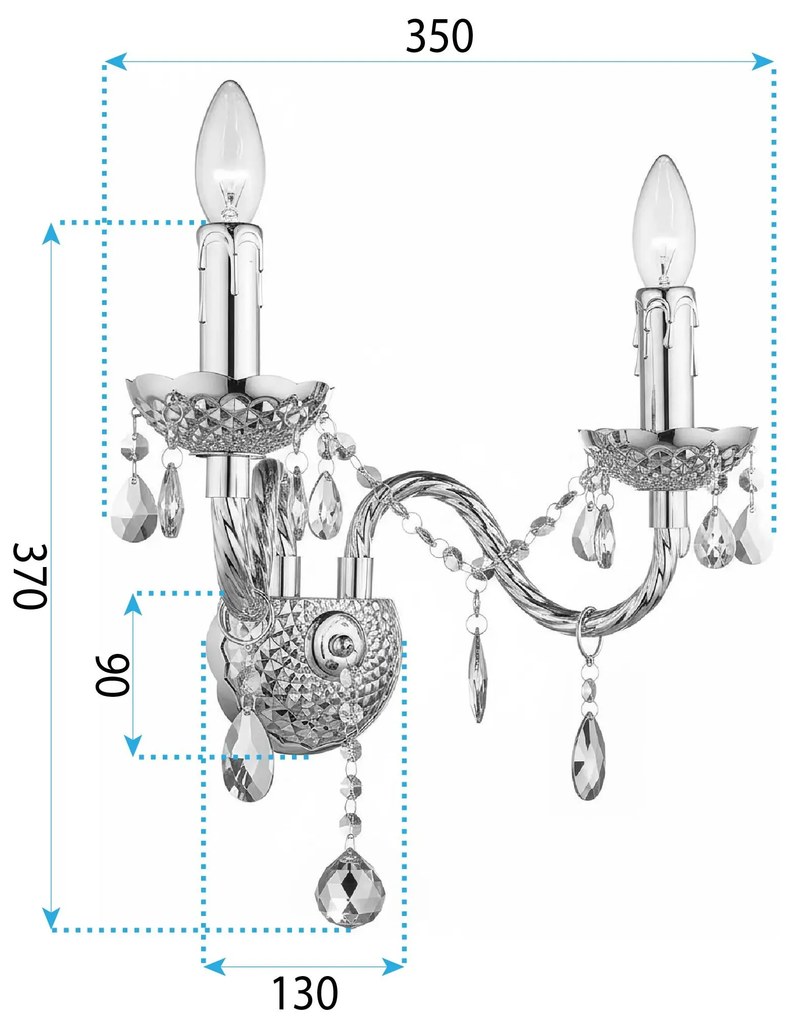 Toolight Toolight, nástenné svietidlo 2xE14, EBT019-2W, chrómová, OSW-01237