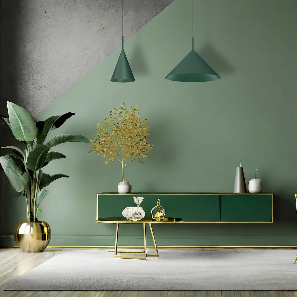 Závesné svietidlo Capital, 1x zelené kovové tienidlo, (fi 46cm), gr