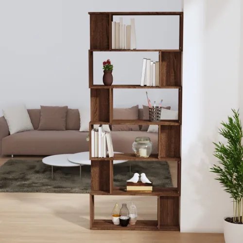 vidaXL Knižnica/priehradka hnedý dub 80x24x192 cm spracované drevo-
