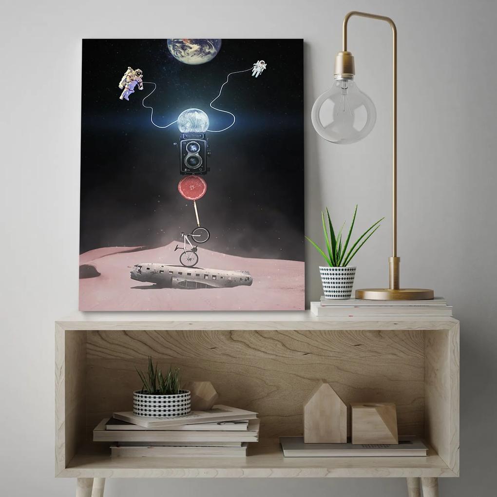 Gario Obraz na plátne Vesmír Zem Mesiac Astronaut - Bryantama Art Rozmery: 40 x 60 cm
