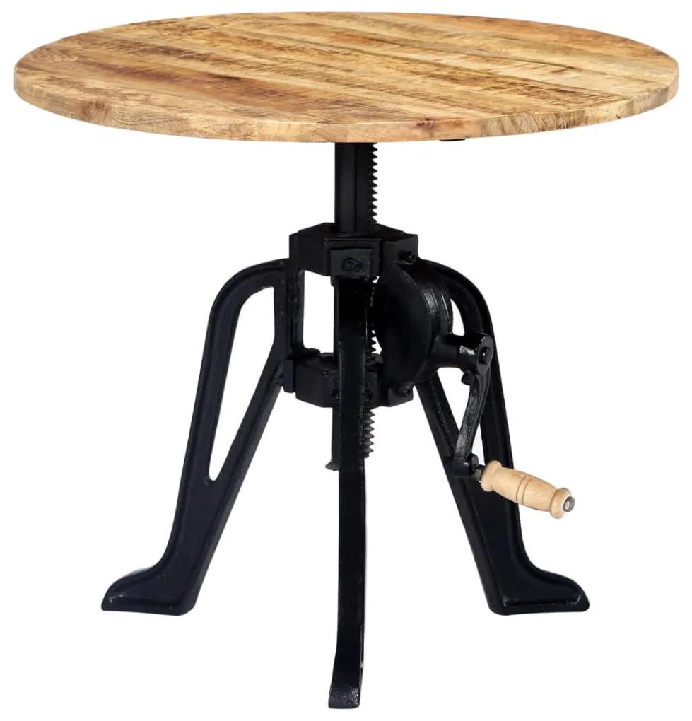 vidaXL Bočný stolík 60x(46-63) cm masívne mangovníkové drevo a liatina