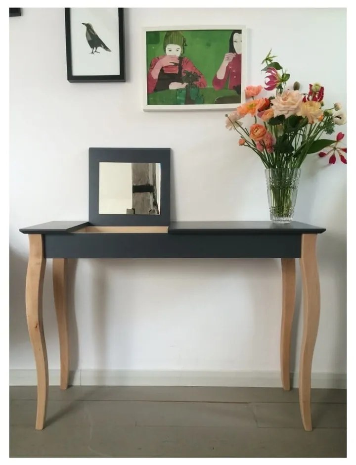 Grafitovosivý toaletný stolík so zrkadlom Ragaba Dressing Table, dĺžka 105 cm