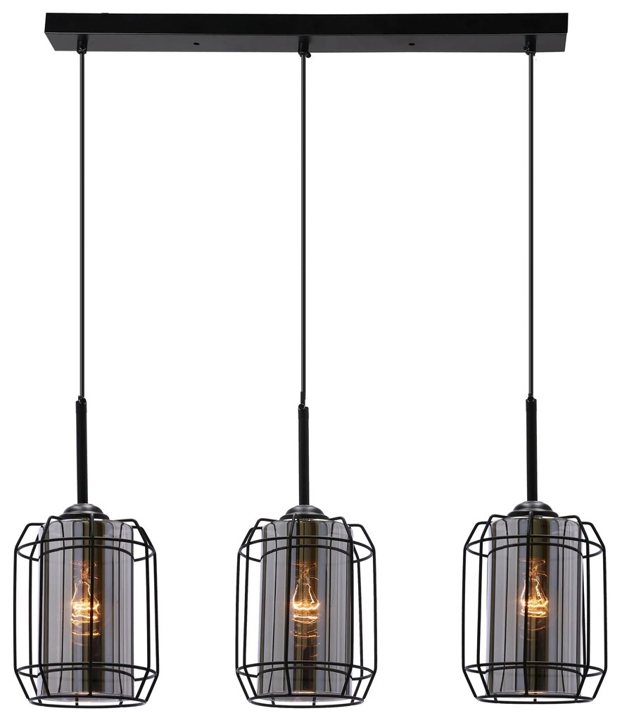 Candellux Čierny závesný luster Jonera pre žiarovku 3x E27 33-08435