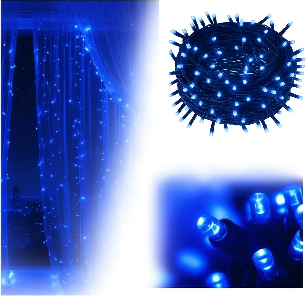 Vianočné svetielka vnútorné modré 300 LED