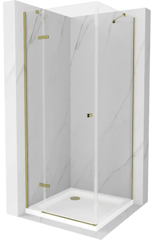 Mexen Roma sprchová kabína, kyvné dvere 80 x 80 cm, transparentnéné, zlatá + závesný bidet Flat - 854-080-080-50-00-4010