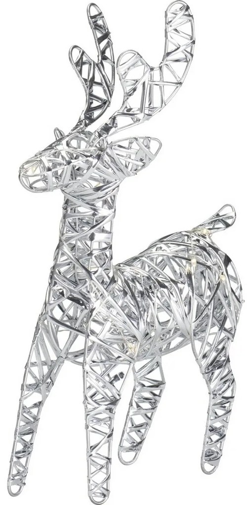 Vianočný svietiaci sob Silver, 21 x 14 cm, 30 micro LED, na batérie