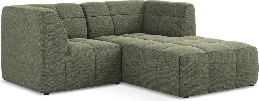 Zelená rohová pohovka z textílie buklé (pravý roh/s leňoškou) Aloha – Makamii