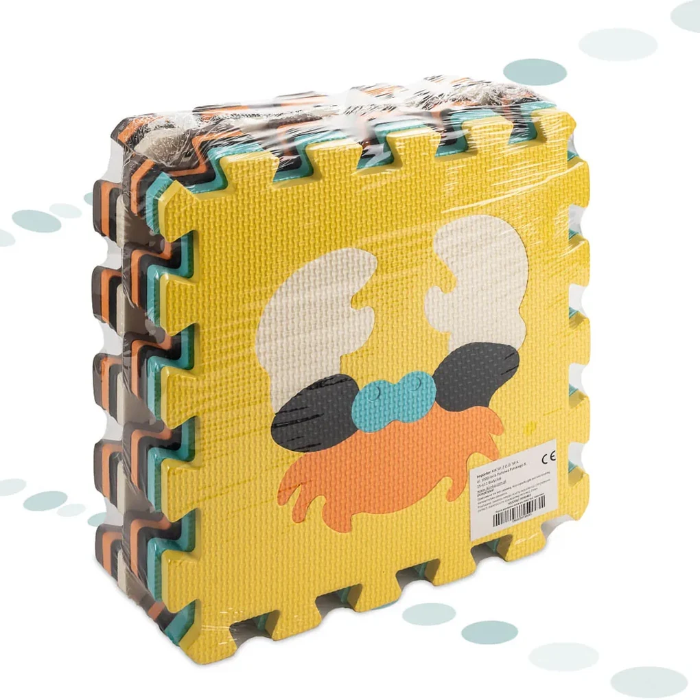 KIK Penová podložka na puzzle pre deti 9 el. farebné zvieratká 85cm x 85cm x 1cm