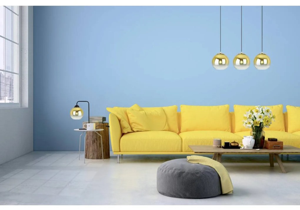 Stolná lampa Bergen Gold, 1x zlaté/transaprentné sklenené tienidlo (fi 15cm)