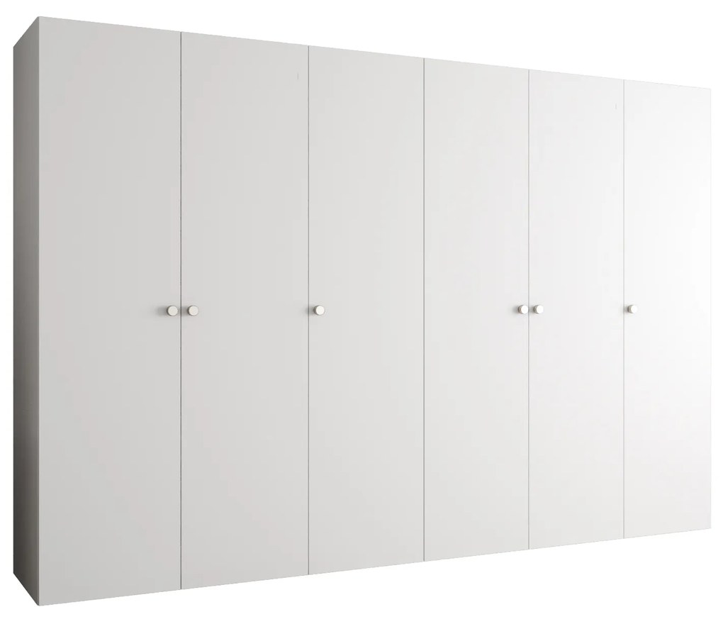 Šatníková skriňa 300 cm Parna 1 (biela + strieborná). Akcia -20%. Vlastná spoľahlivá doprava až k Vám domov. 1125902