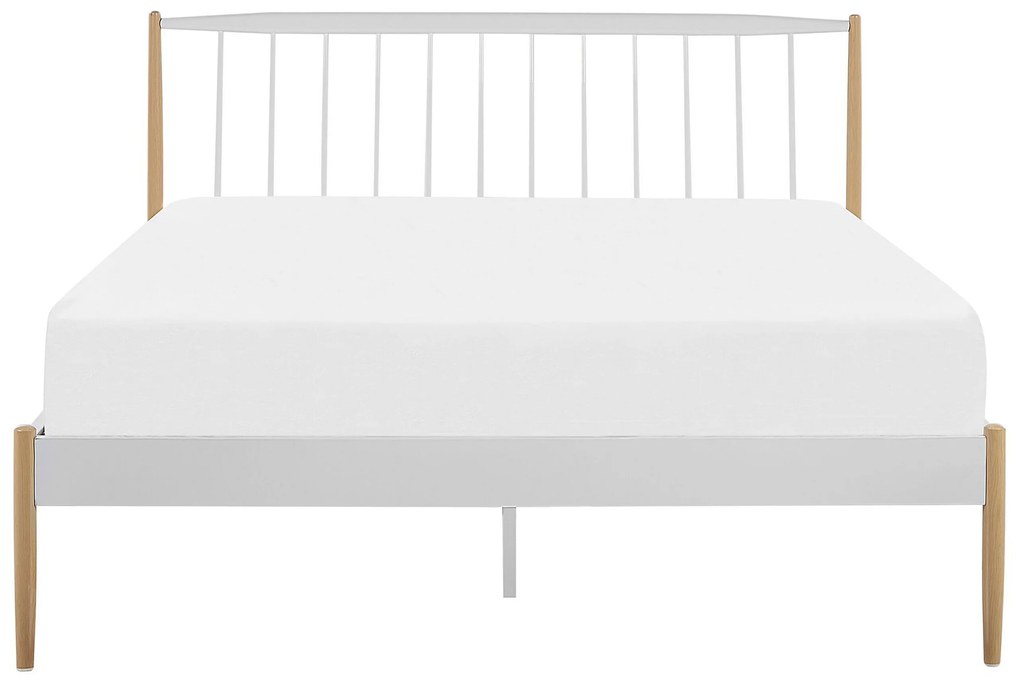 Kovová posteľ 140 x 200 cm bielo hnedá MAURS Beliani