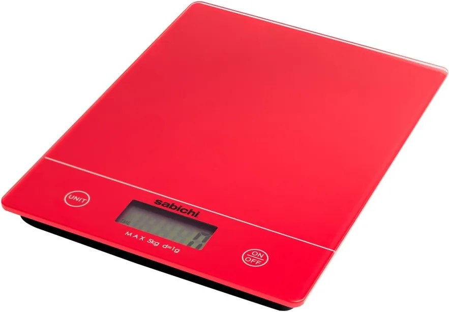 Červená digitálna kuchynská váha Sabichi