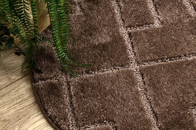 Kúpeľňový koberček SUPREME LINES línie, hnedý kruh