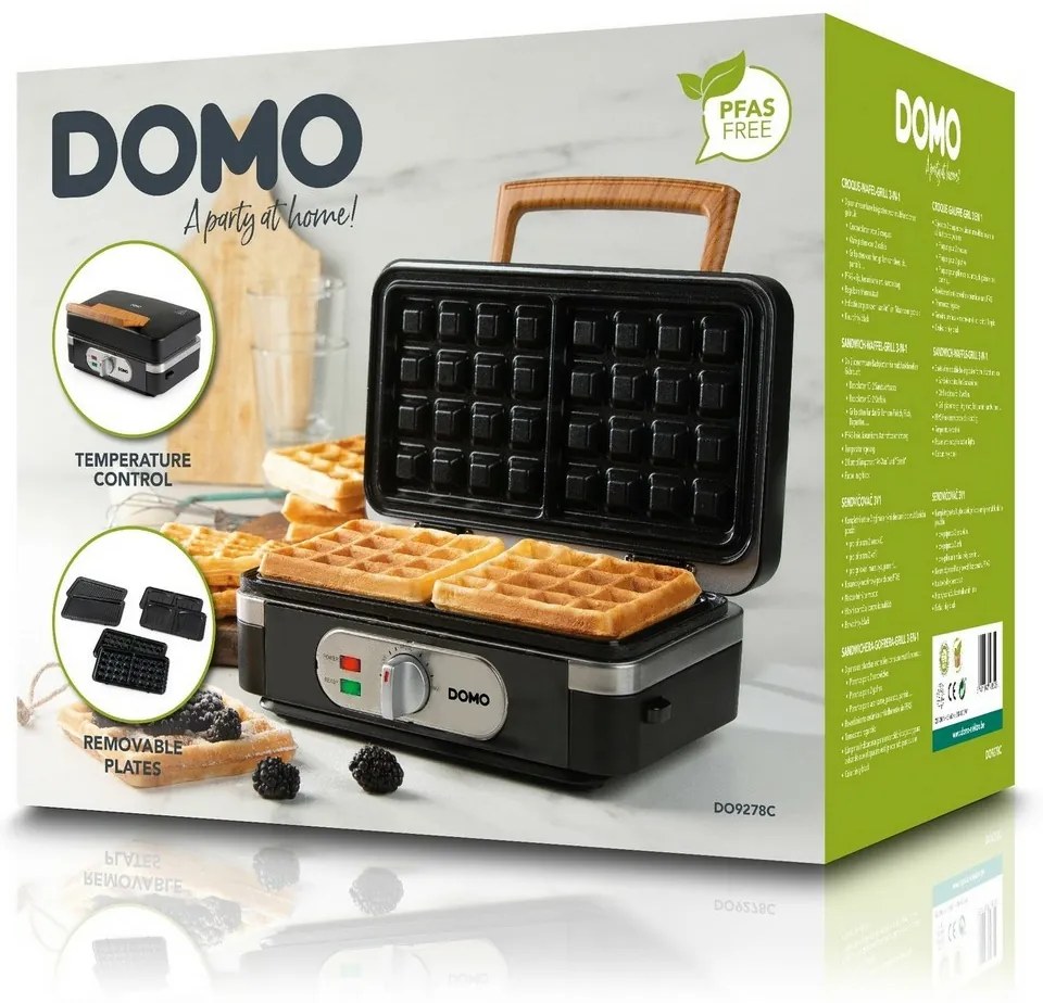 DOMO DO9278C sendvičovač 3v1, matná čierna