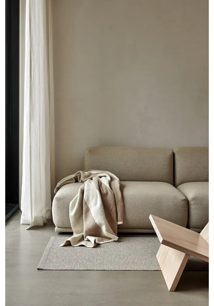 Béžovo-krémová deka s prímesou vlny 140x180 cm Bob Mud Vanilla – Pappelina