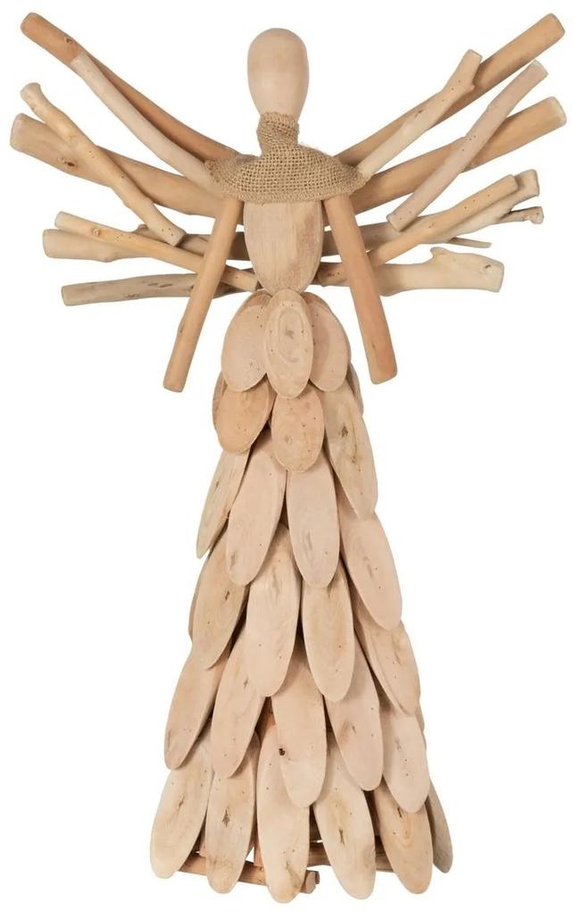 Prírodný drevený anjel z vetvičiek so šatkou Scarf branches - 30*10*49cm