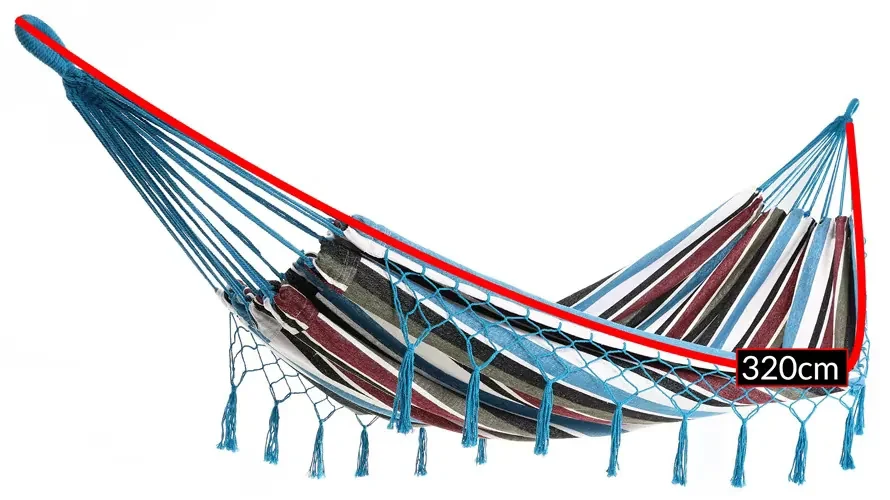 InternetovaZahrada Hojdacia sieť so strapcami 320x150 cm - modrá