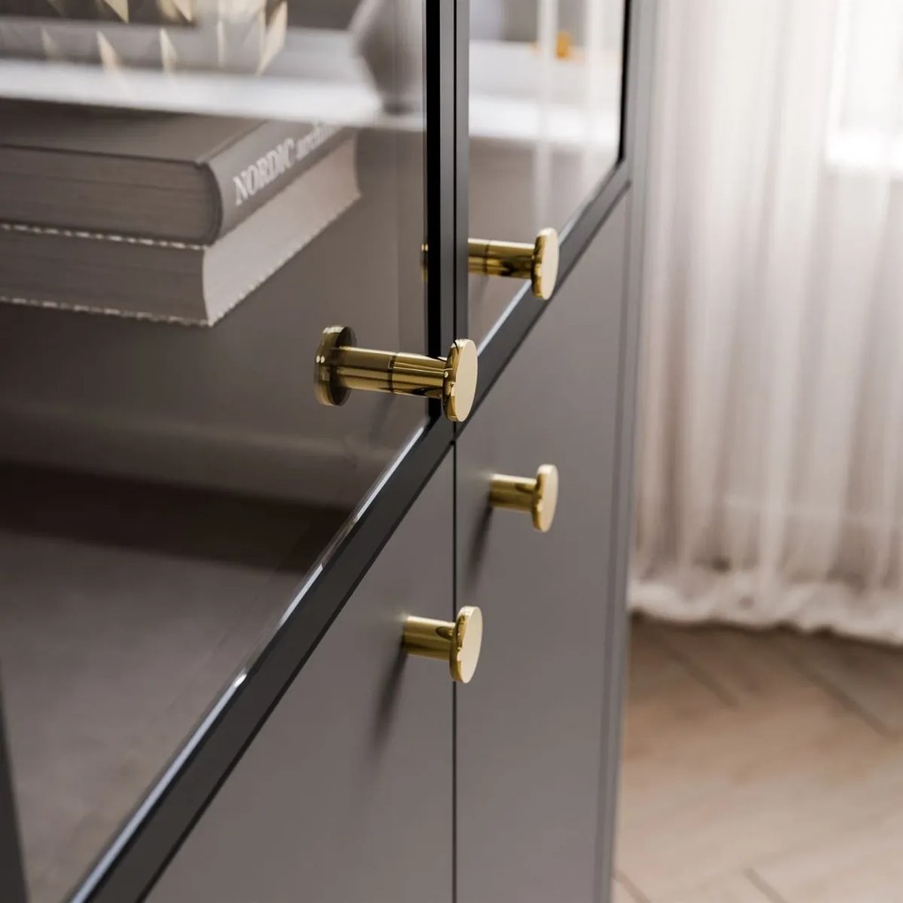 VITRÍNA LANDRY 3 ČIERNA LED 112 x 153 cm