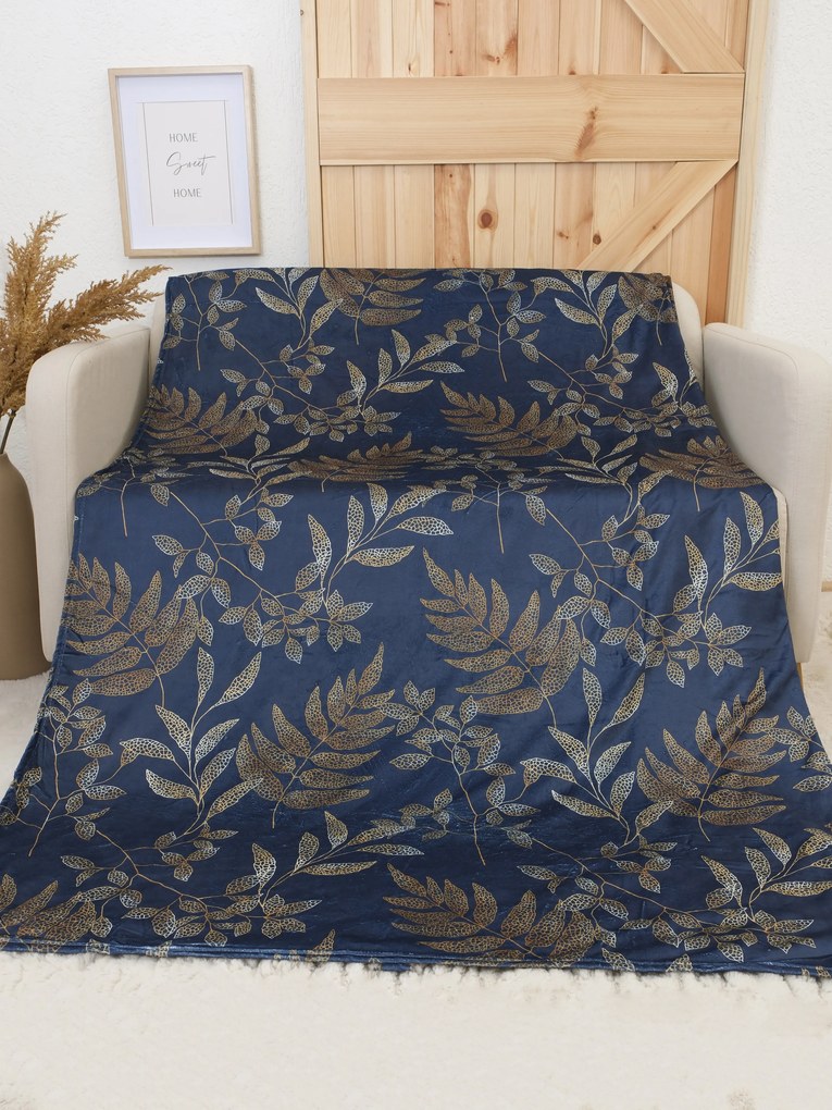 Deka mikroplyš Digital 150 × 200 cm – Gabriela tmavo modrá