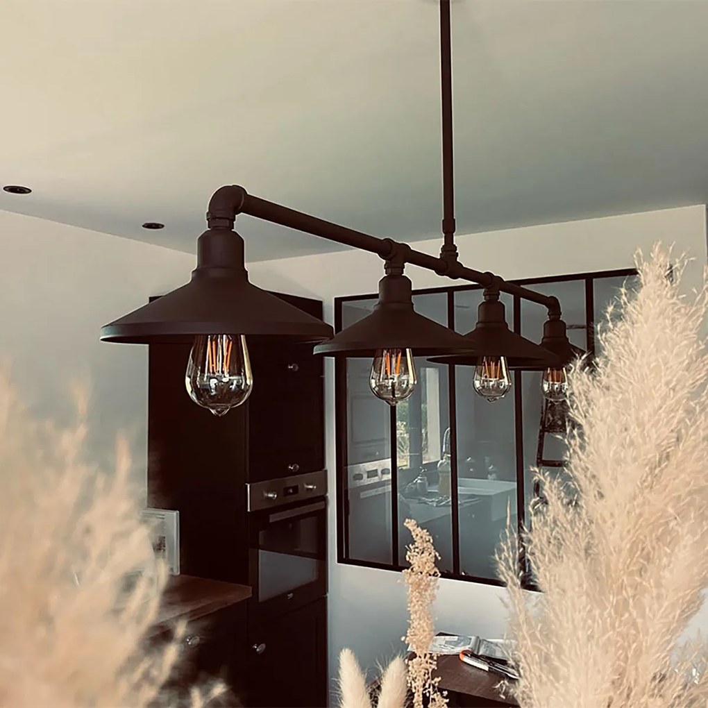 Inteligentné závesné svietidlo čierne 4-žiarovkové vrátane Wifi ST64 - Laser