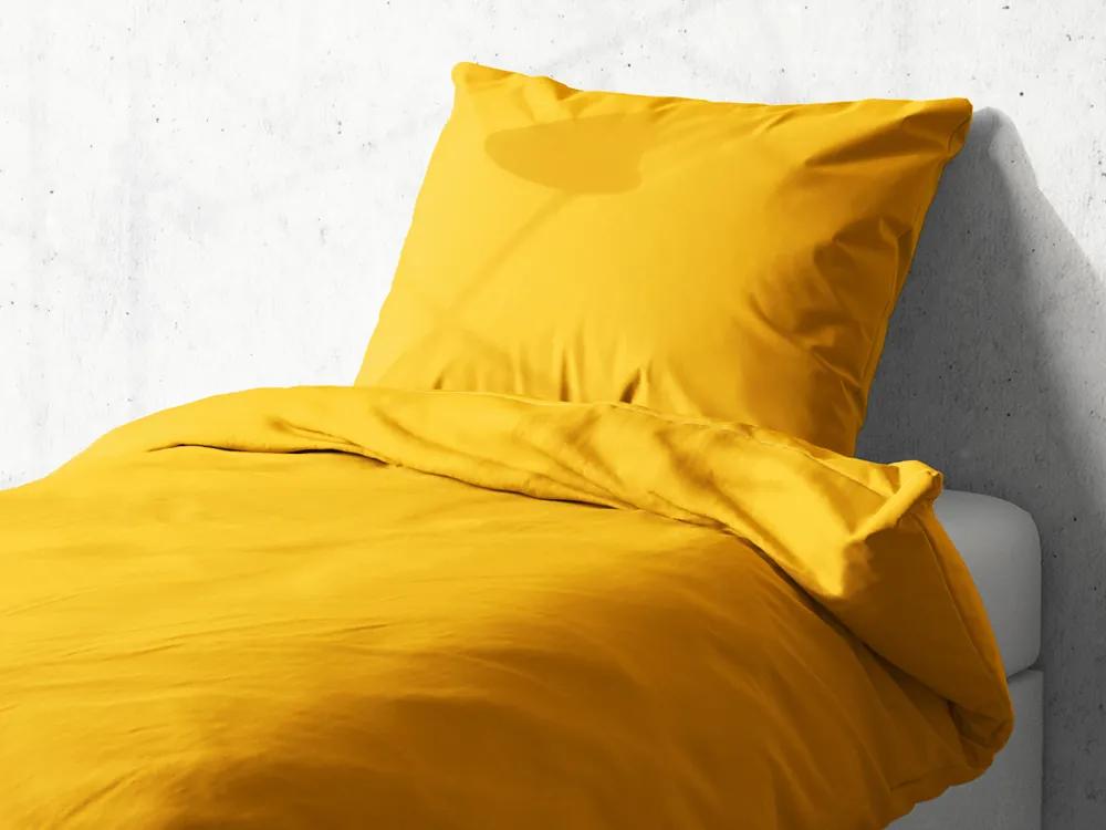 Detské bavlnené posteľné obliečky do postieľky Moni MOD-501 Sýto žlté Do postieľky 100x135 a 40x60 cm