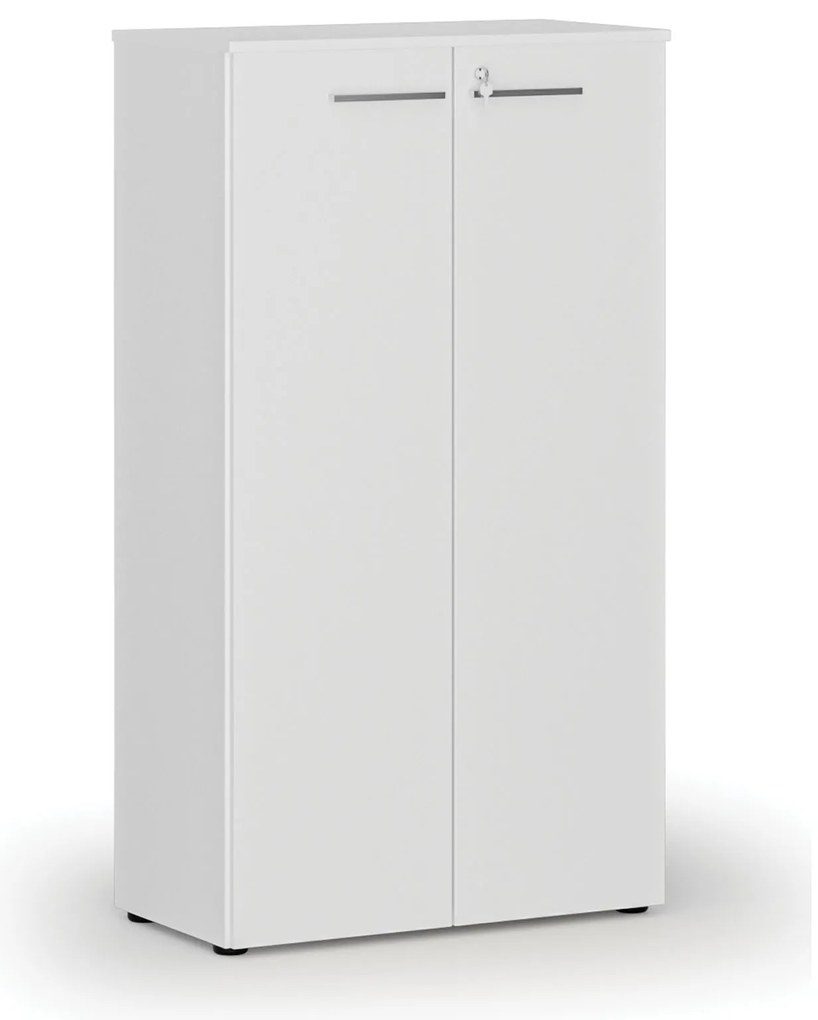 Kancelárska skriňa s dverami PRIMO WHITE, 800 x 420 x 1434 mm, biela