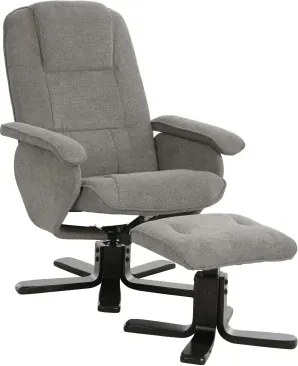 Polohovacie kreslo s taburetom Helga,  šedá látka%