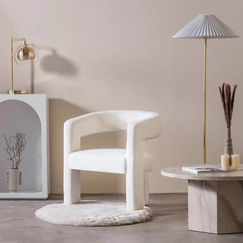 Designové křeslo LORY boucle krémové