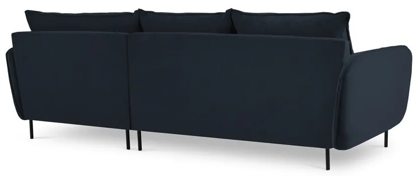 Tmavomodrá zamatová rohová pohovka (pravý roh) Vienna – Cosmopolitan Design