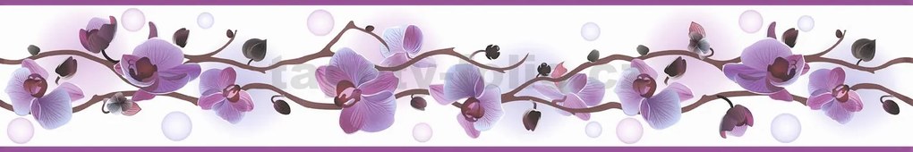 Samolepiaca bordúra B83-13-14, rozměr 5 m x 8,3 cm, orchidea svetlo fialová, IMPOL TRADE