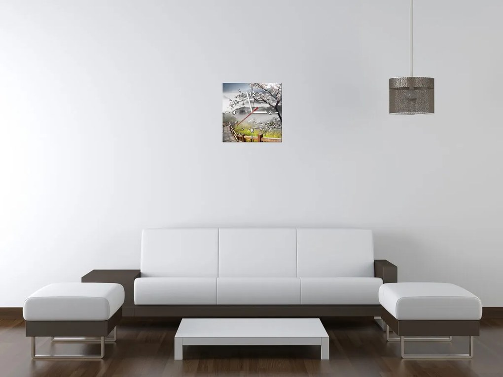 Gario Obraz s hodinami Kvitnúca višňa Rozmery: 30 x 30 cm