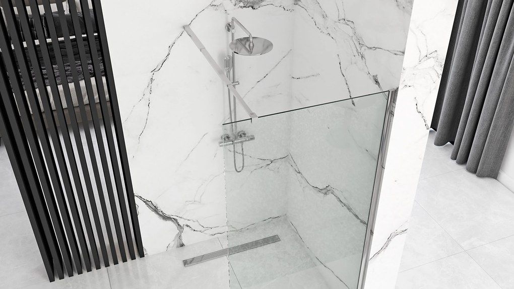 Bezrámová sprchová zástena REA AERO 120 cm, chróm/transparent - bez vaničky