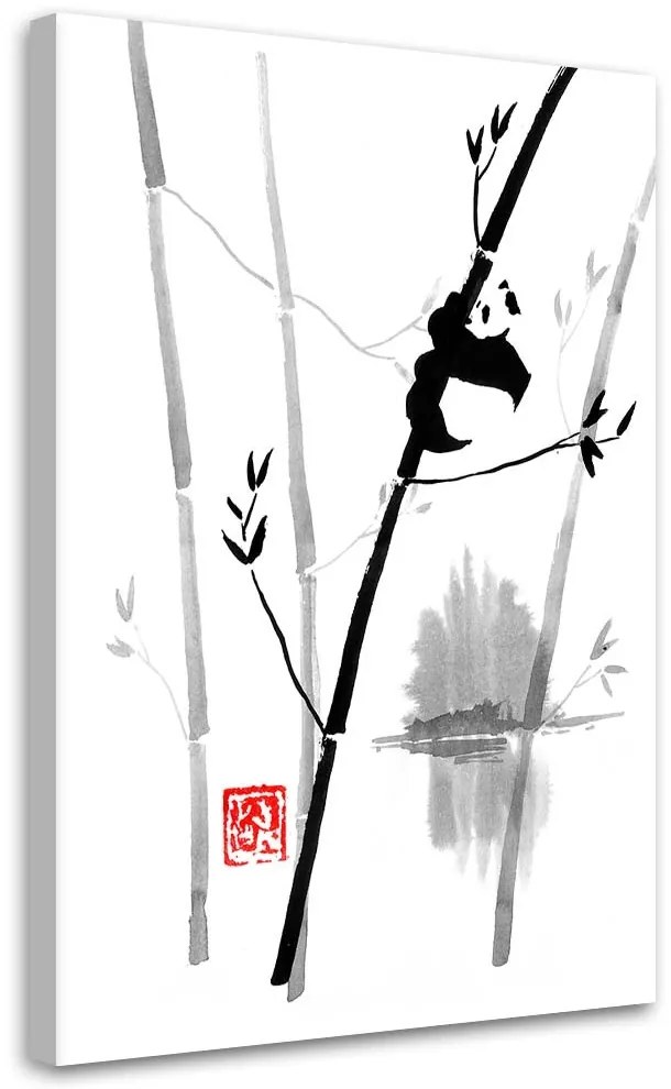 Gario Obraz na plátne Panda na bambuse - Péchane Rozmery: 80 x 120 cm