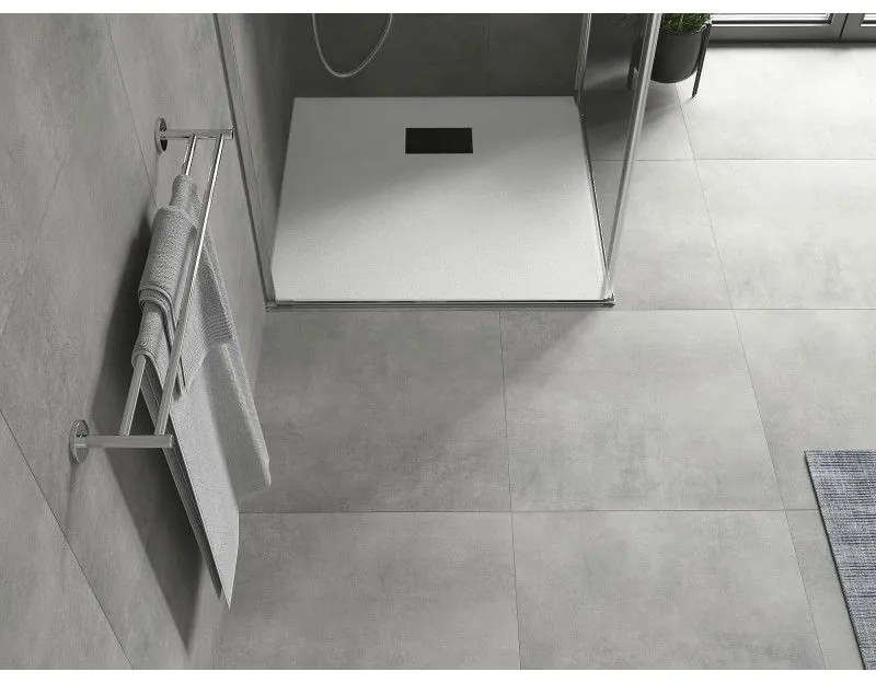 Mexen Hugo, štvorcová sprchová vanička SMC 90 x 90 cm, biela, čierna krytka, 42109090-B